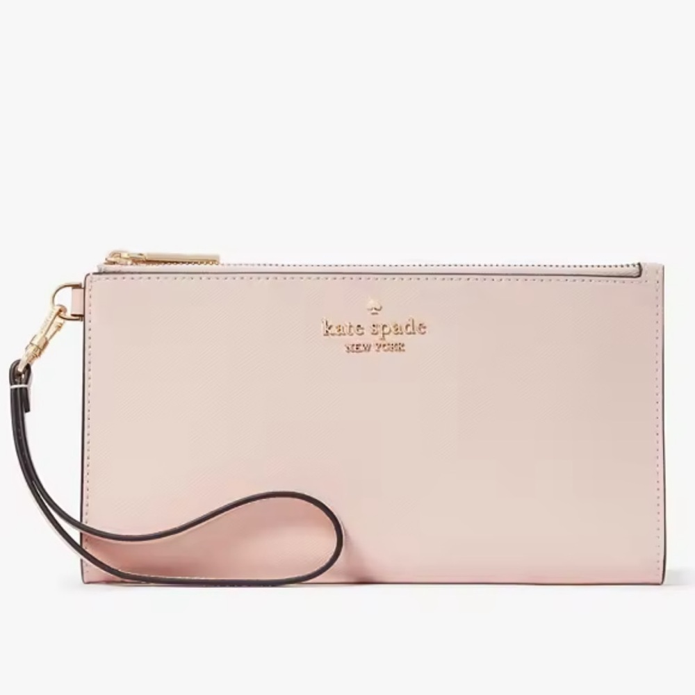 Kate Spade Madison double zip wristlet in conch pink 💗